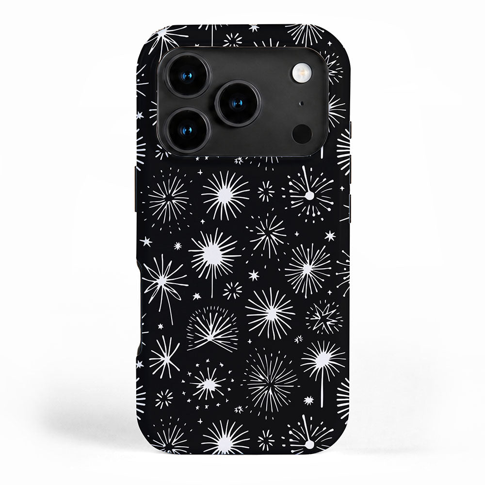 Black and white firework doodle pattern iPhone Case Gallery Image 1