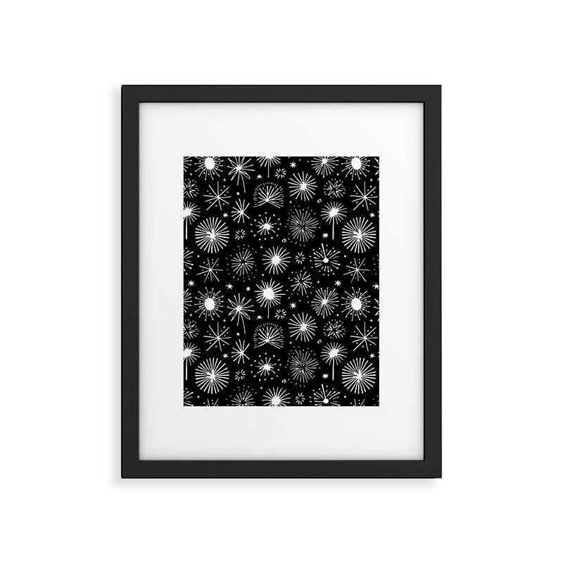 Black and white firework doodle pattern Framed Art Print Gallery Image 6
