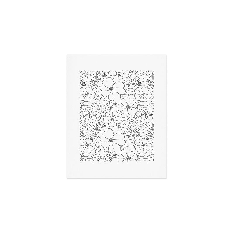 Black and white flower art pattern Art Print Gallery Image 1