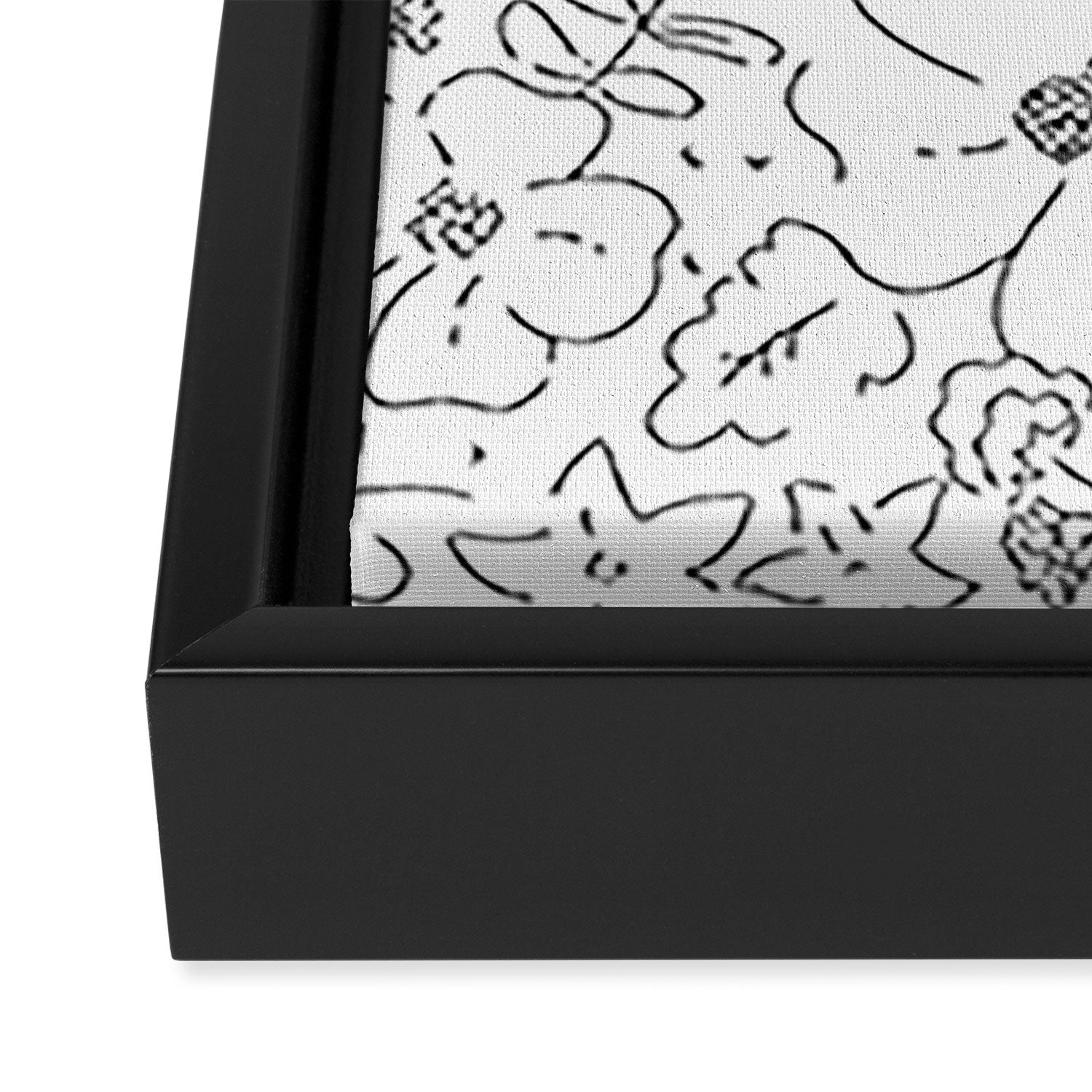 Black and white flower art pattern Framed Canvas Print Gallery Image 3