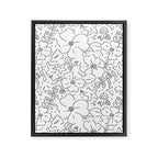 Black and white flower art pattern Framed Canvas Print Gallery Image 8