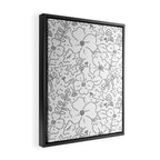 Black and white flower art pattern Framed Canvas Print Gallery Image 2
