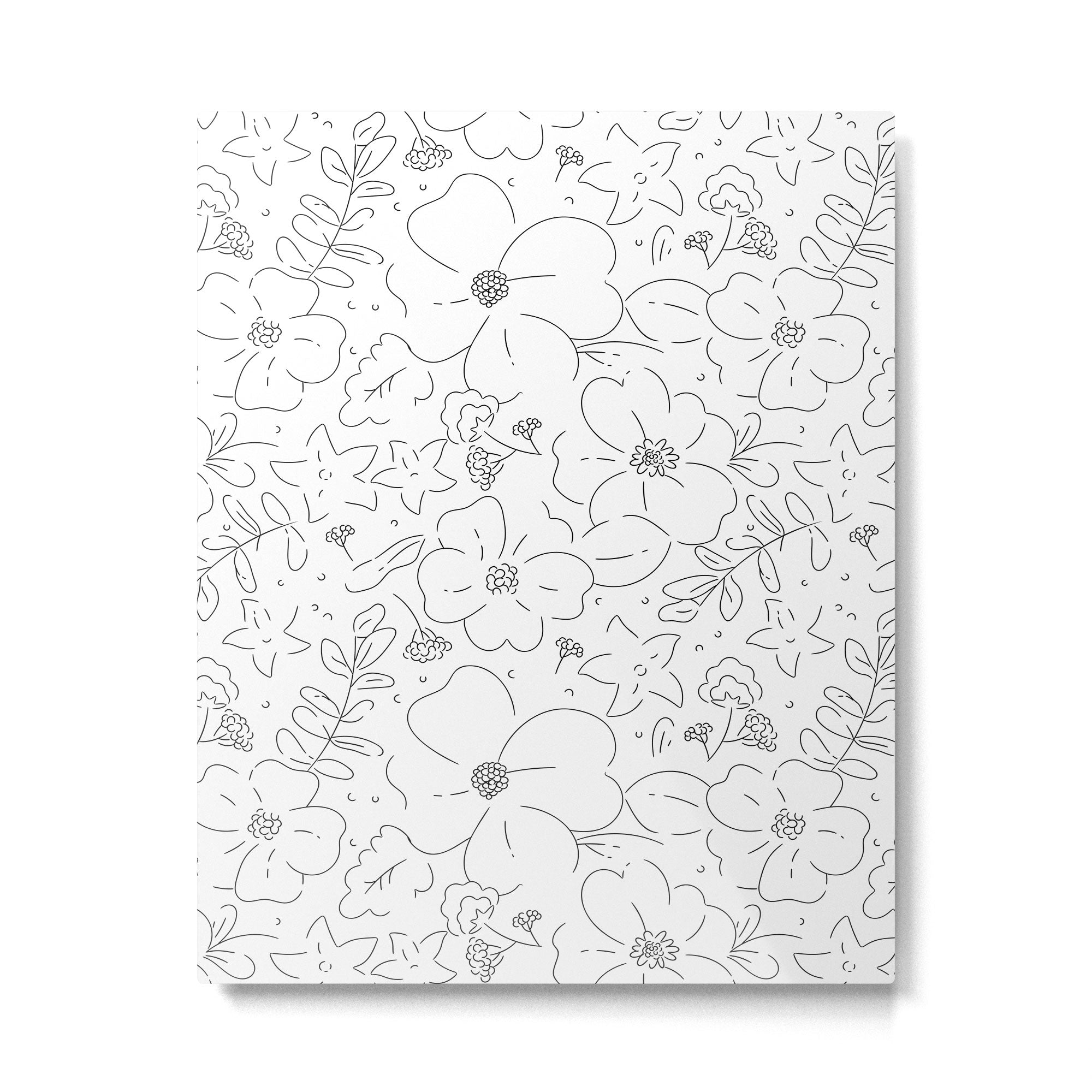 Black and white flower art pattern Metal Print Gallery Image 6
