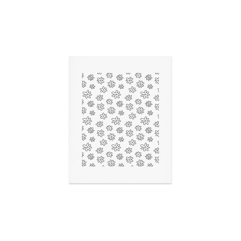 Black and white flower doodle art pattern Art Print Gallery Image 1