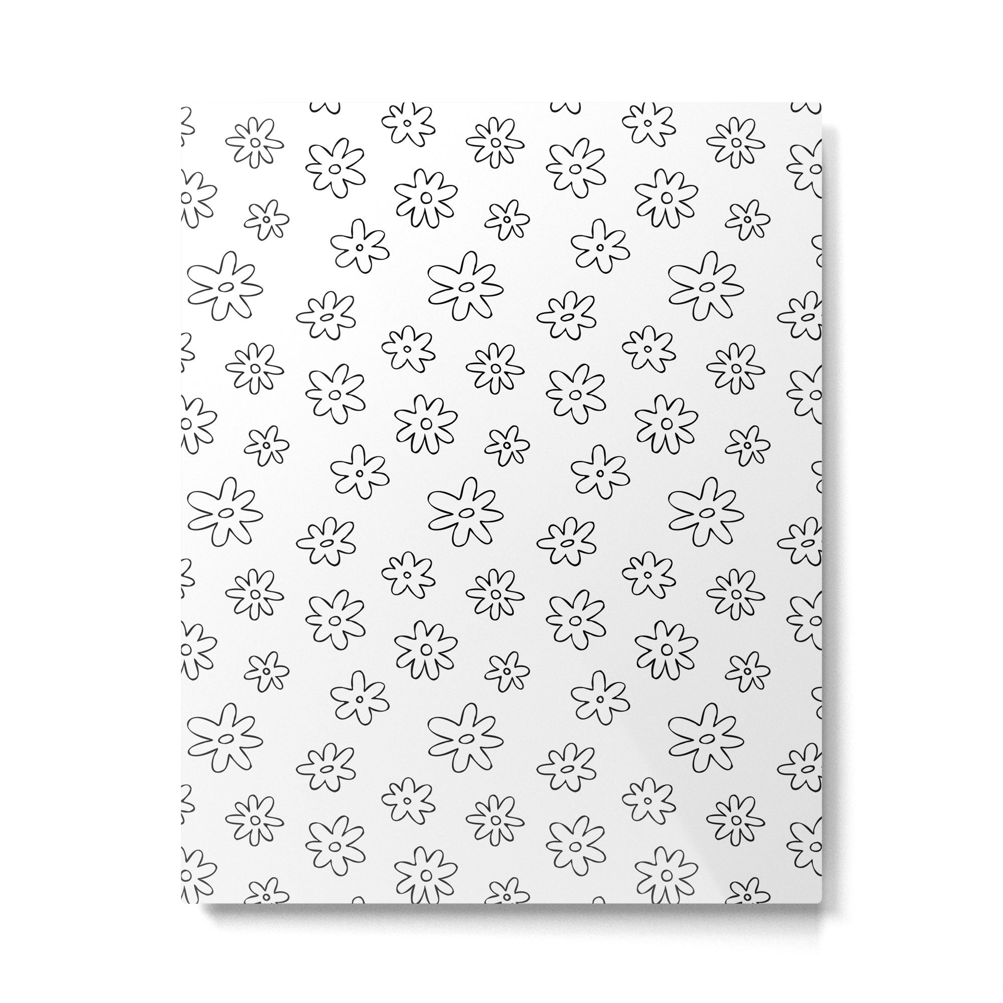 Black and white flower doodle art pattern Metal Print Gallery Image 6