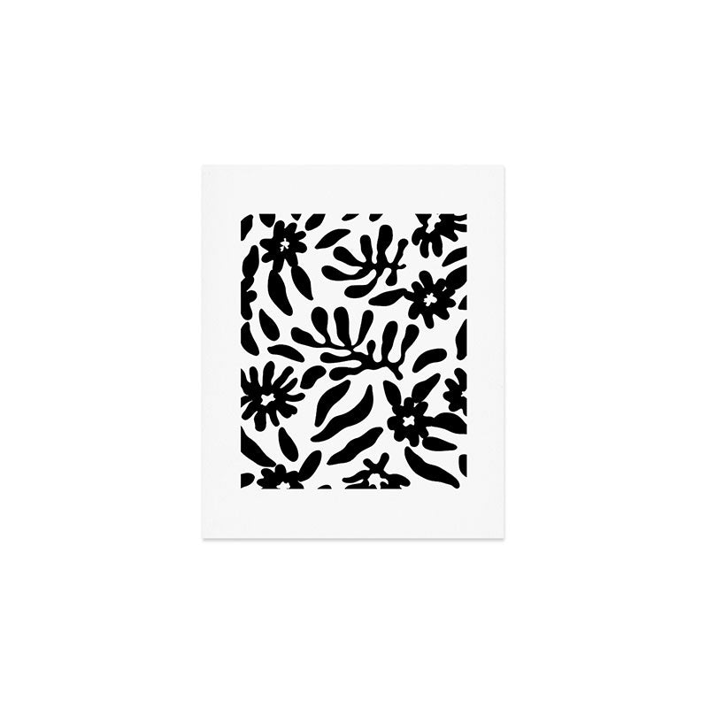 Black and white flower nature pattern Art Print Gallery Image 1