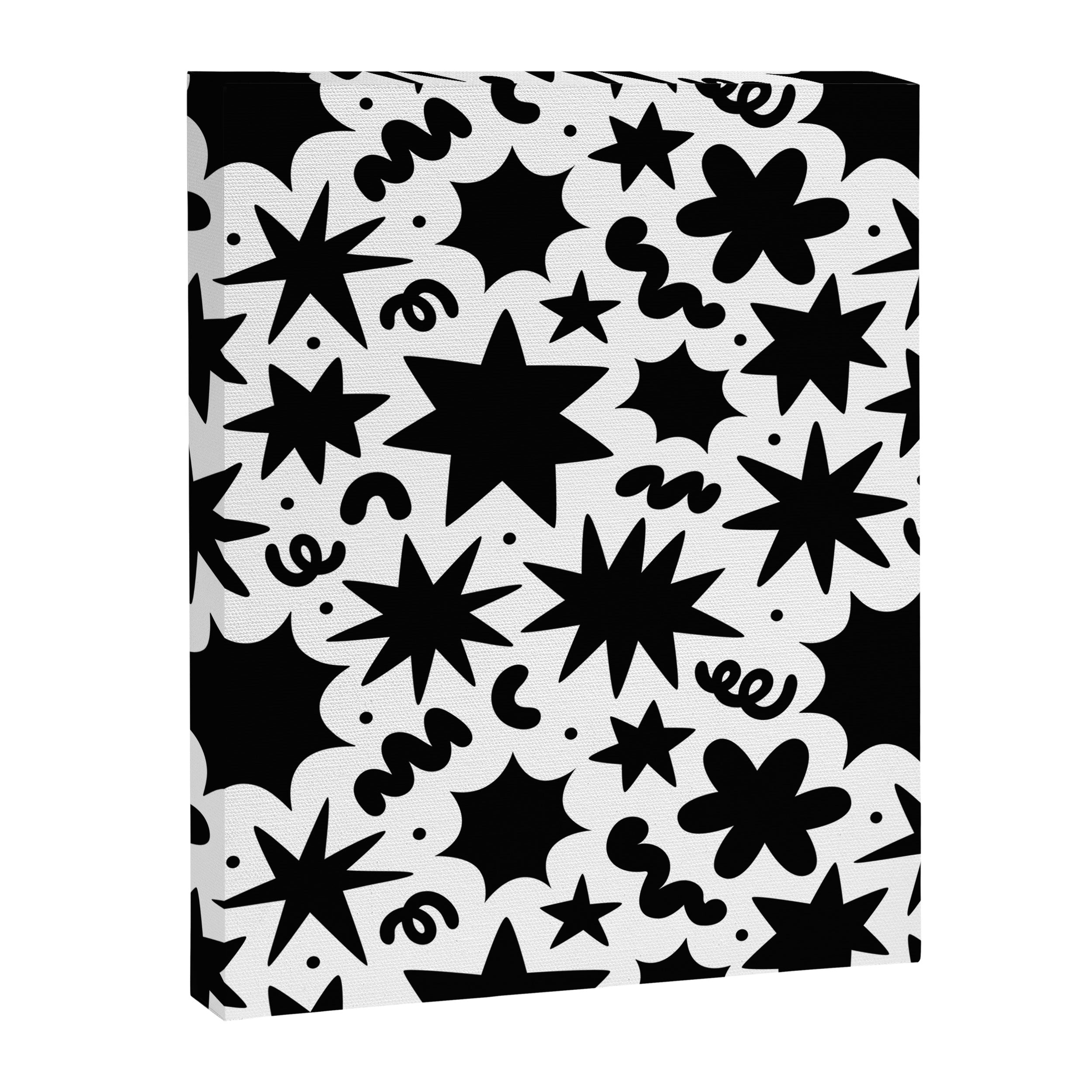 Black and white fun star doodle pattern Canvas Print Gallery Image 8