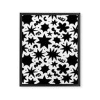 Black and white fun star doodle pattern Framed Canvas Print Gallery Image 8