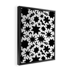 Black and white fun star doodle pattern Framed Canvas Print Gallery Image 2