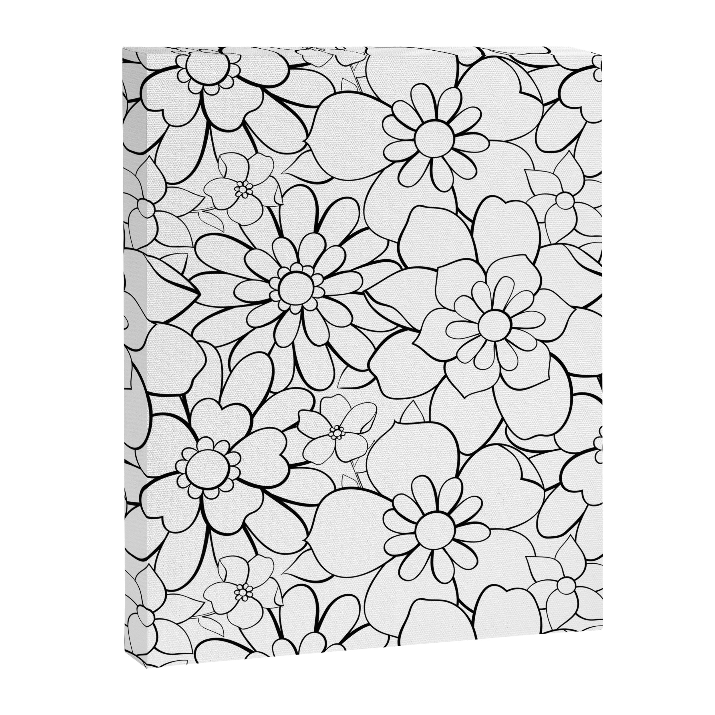 Black and white hand drawn flower art pattern Canvas Print Gallery Image 8