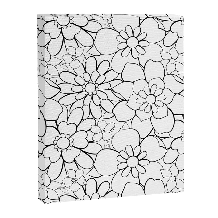 Black and white hand drawn flower art pattern Canvas Print Gallery Image 1