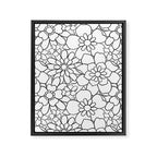 Black and white hand drawn flower art pattern Framed Canvas Print Gallery Image 8
