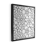 Black and white hand drawn flower art pattern Framed Canvas Print Gallery Image 2