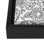 Black and white hand drawn flower art pattern Framed Canvas Print Gallery Image 3