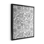 Black and white hand drawn flower art pattern Framed Canvas Print Gallery Image 2