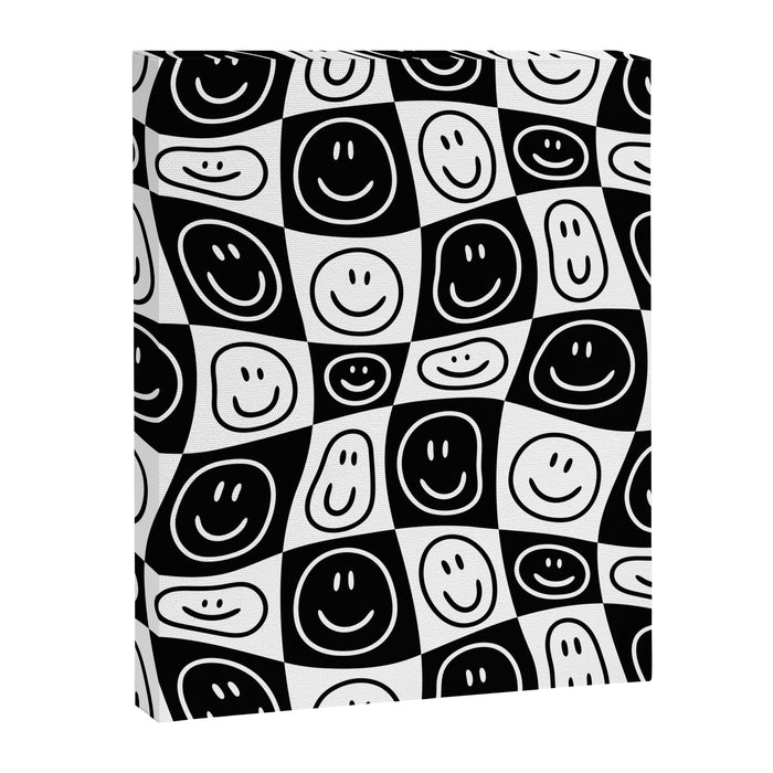 Black and white happy face checkered pattern Canvas Print Gallery Image 1