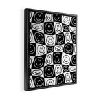 Black and white happy face checkered pattern Framed Canvas Print Gallery Image 2