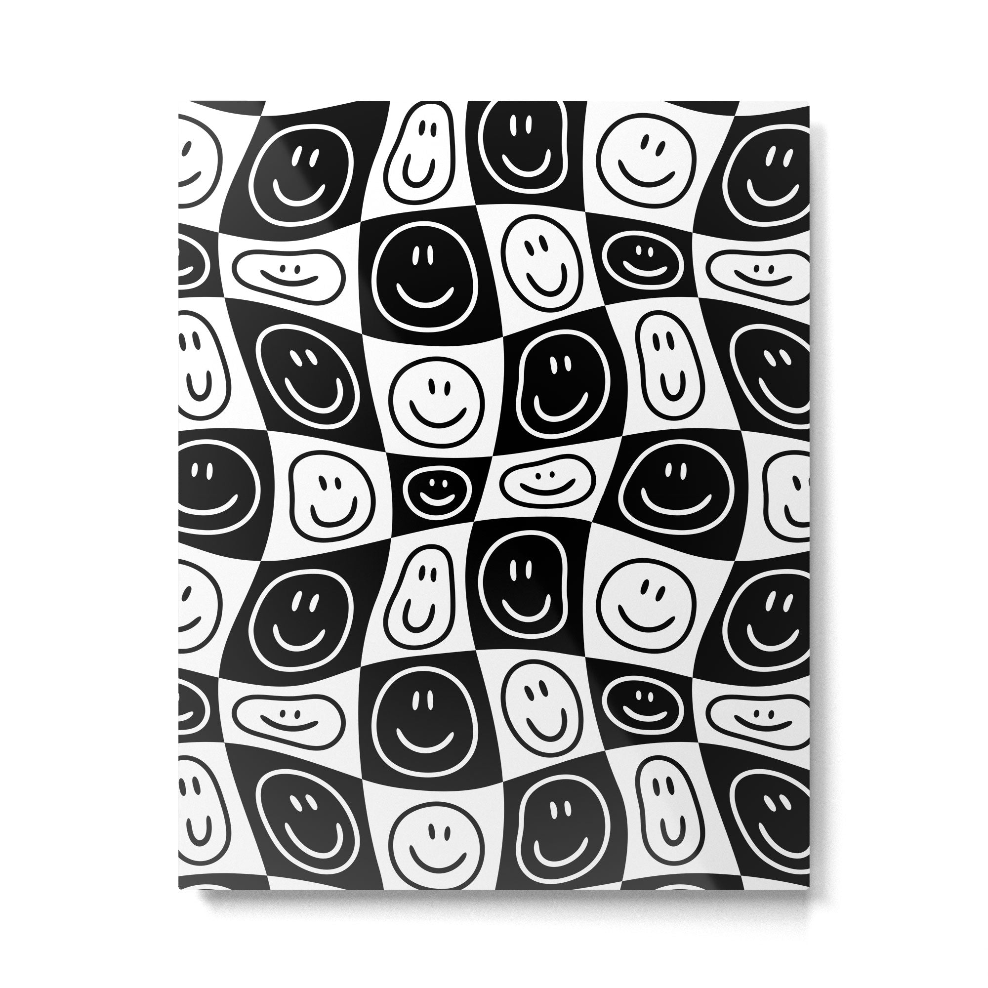 Black and white happy face checkered pattern Metal Print Gallery Image 6