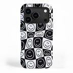 Black and white happy face checkered pattern iPhone Case Gallery Image 1