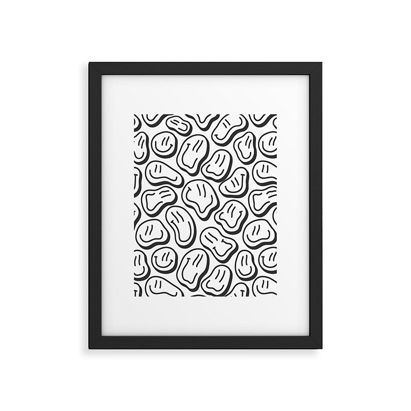Black and white happy face pattern Framed Art Print Gallery Image 6