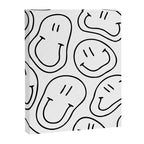 Black and white happy smiling face cartoon pattern Canvas Print Gallery Image 3