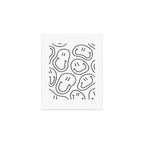 Black and white happy smiling face cartoon pattern Art Print Gallery Image 1