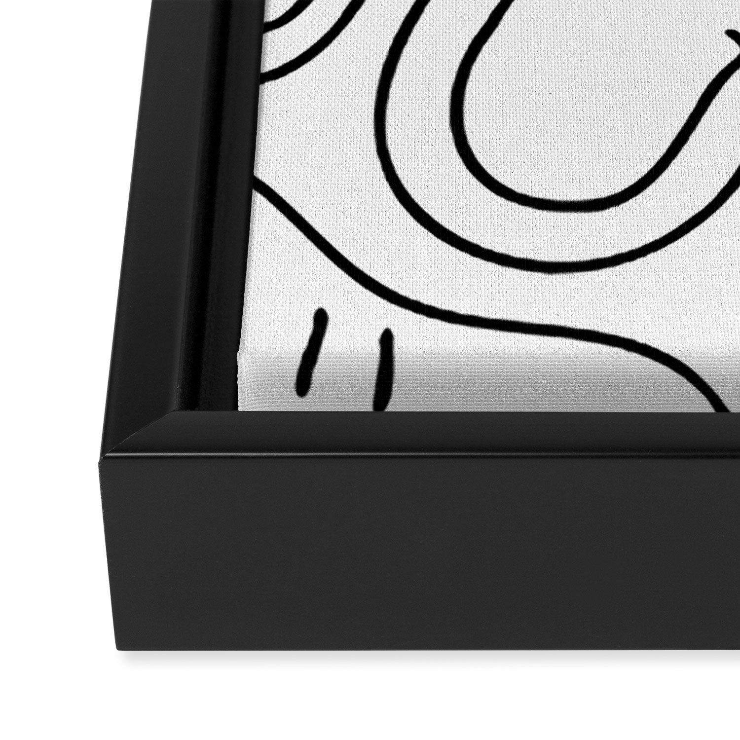 Black and white happy smiling face cartoon pattern Framed Canvas Print Gallery Image 3