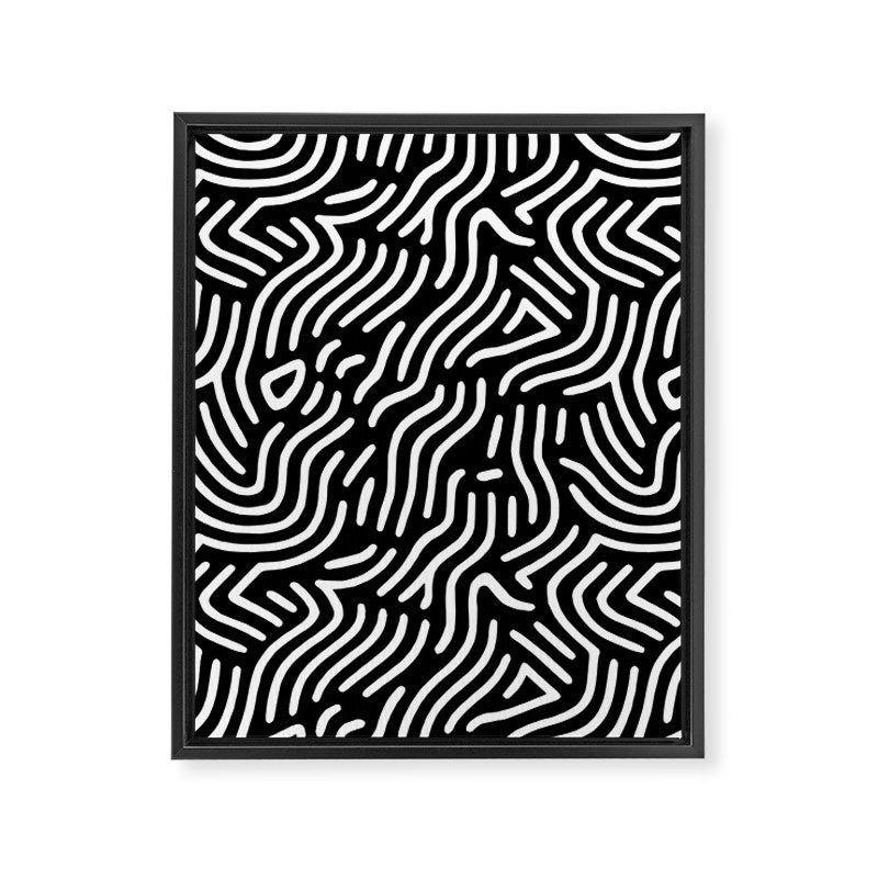 Black and white line art pattern Framed Canvas Print Gallery Image 8