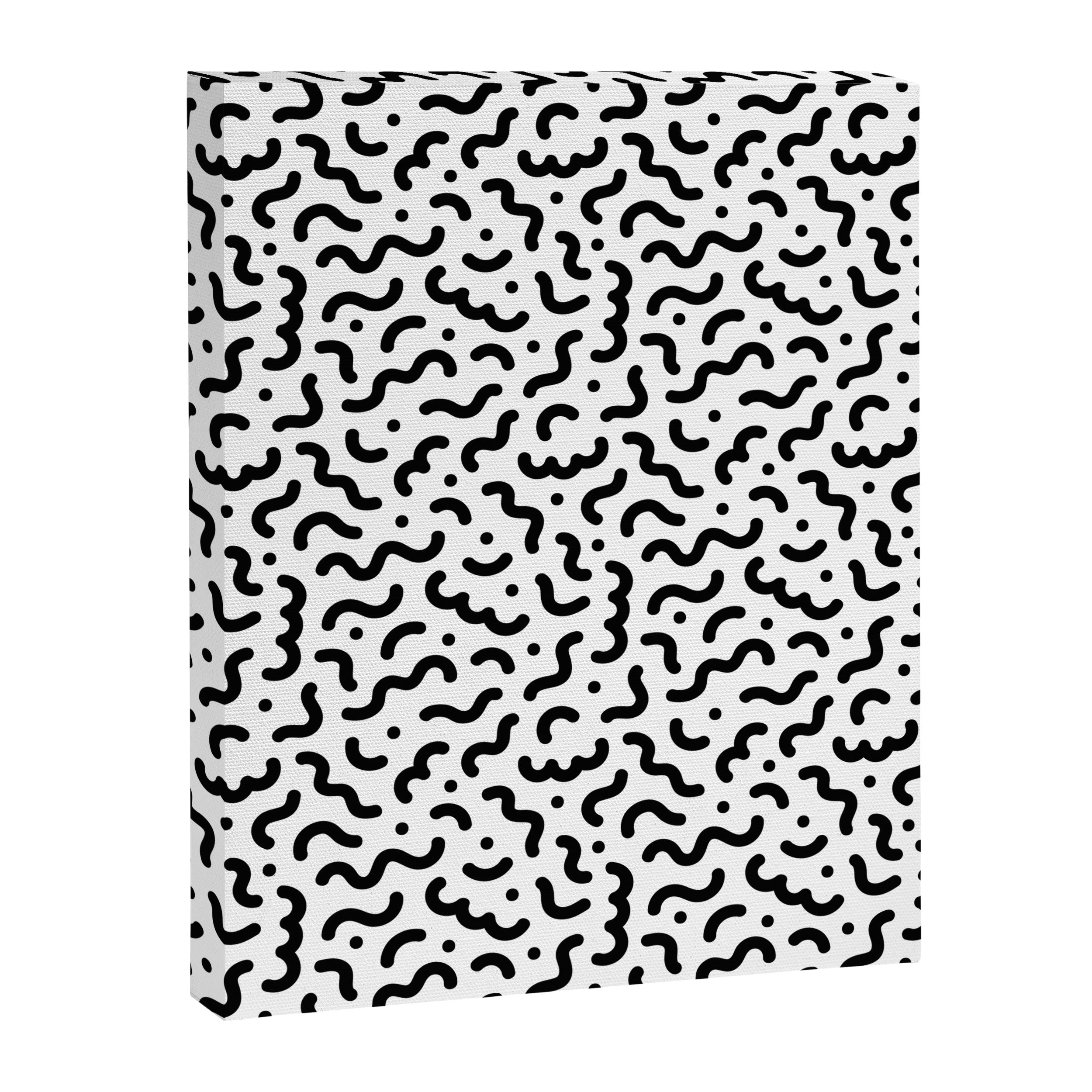 Black and white line doodle squiggle pattern Canvas Print Gallery Image 8