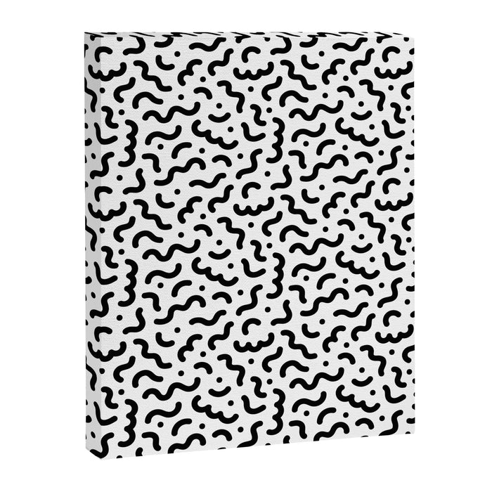 Black and white line doodle squiggle pattern Canvas Print Gallery Image 1
