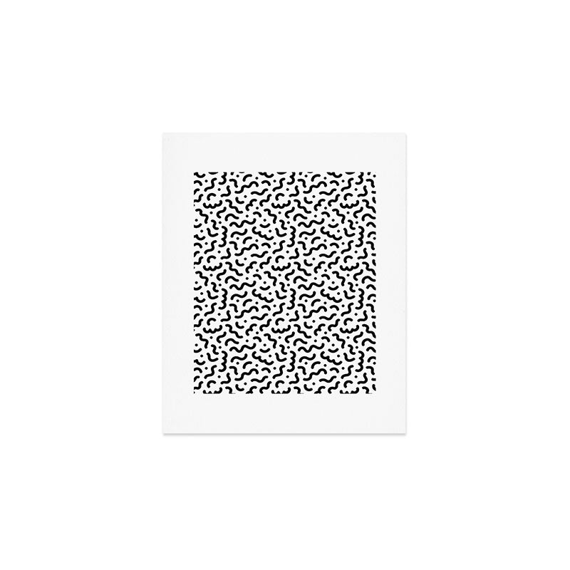 Black and white line doodle squiggle pattern Art Print Gallery Image 1