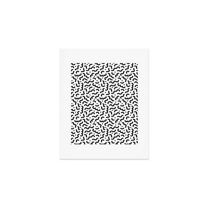 Black and white line doodle squiggle pattern Art Print Gallery Image 1