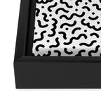 Black and white line doodle squiggle pattern Framed Canvas Print Gallery Image 3