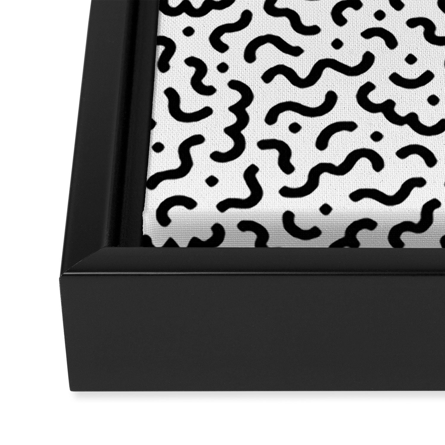 Black and white line doodle squiggle pattern Framed Canvas Print Gallery Image 3