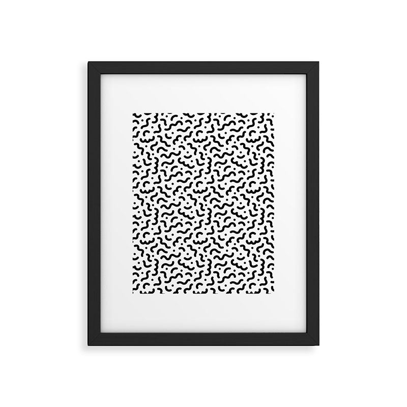 Black and white line doodle squiggle pattern Framed Art Print Gallery Image 6