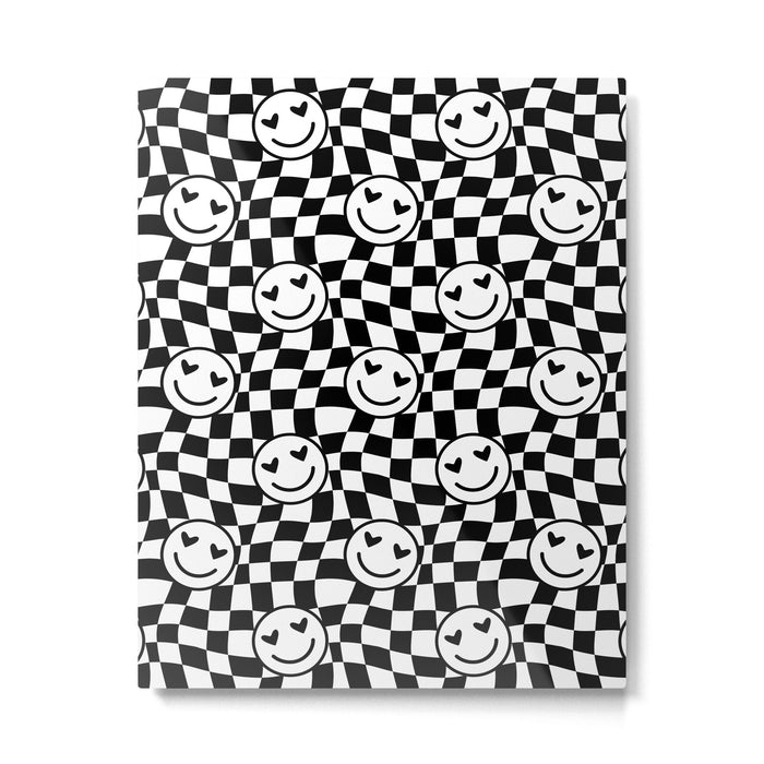 Black and white love eye face checkered pattern Metal Print Gallery Image 1
