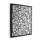 Black and white love heart cartoon pattern Framed Canvas Print Gallery Image 2
