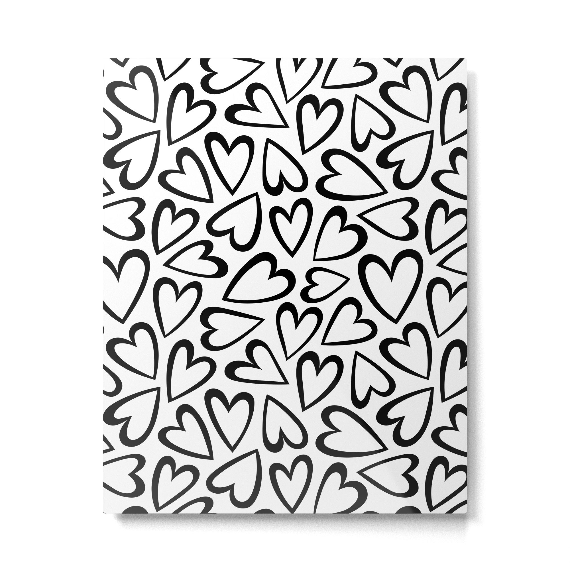 Black and white love heart cartoon pattern Metal Print Gallery Image 6