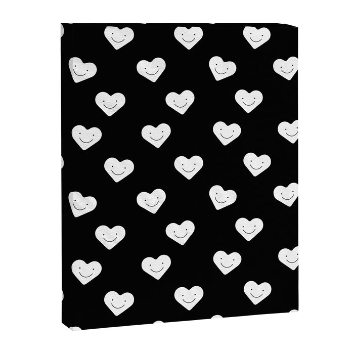 Black and white love heart doodle pattern Canvas Print Gallery Image 1