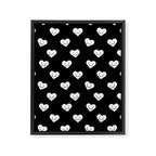 Black and white love heart doodle pattern Framed Canvas Print Gallery Image 8