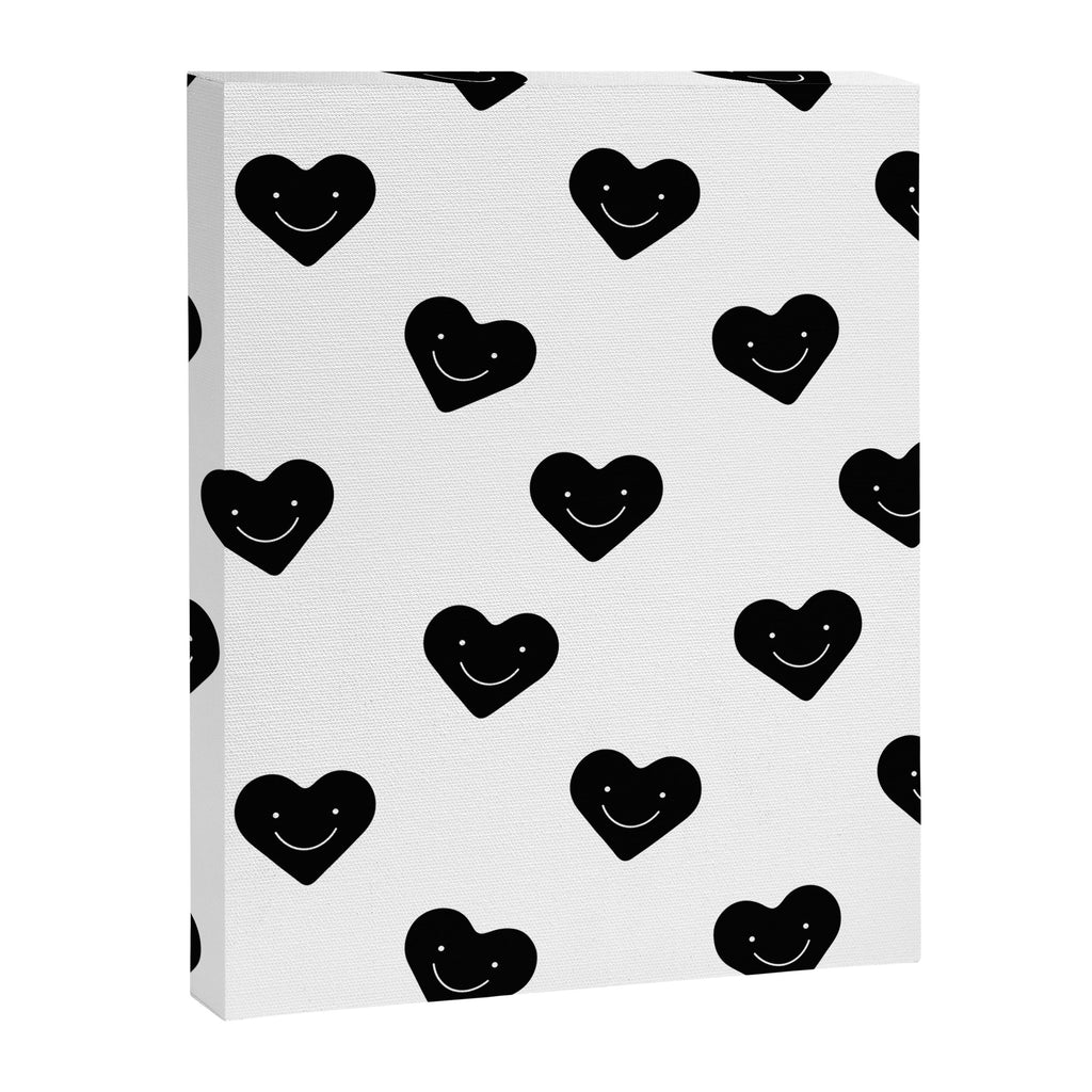 Black and white love heart doodle pattern Canvas Print Gallery Image 8