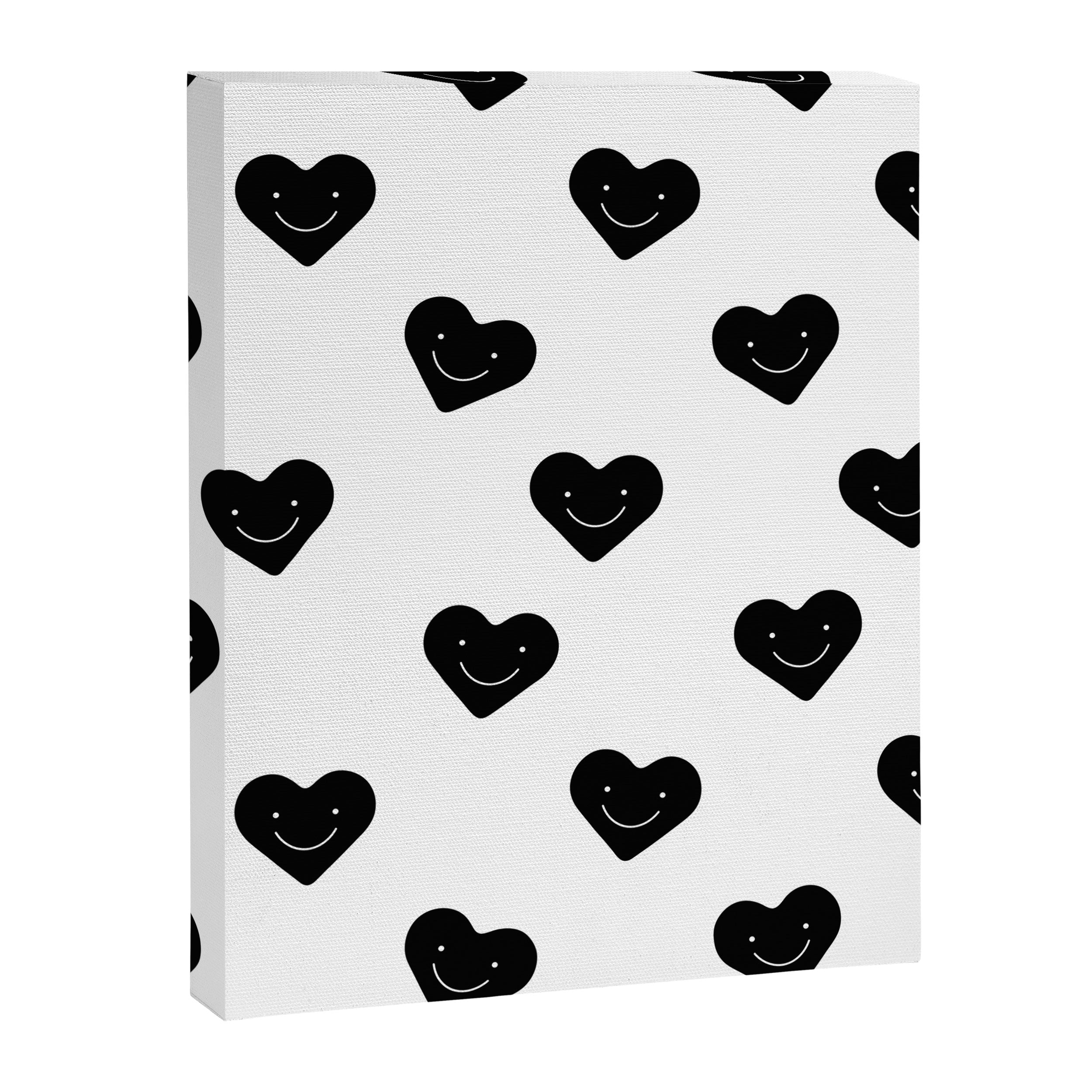 Black and white love heart doodle pattern Canvas Print Gallery Image 8