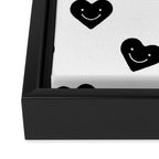 Black and white love heart doodle pattern Framed Canvas Print Gallery Image 3