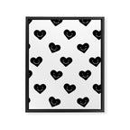 Black and white love heart doodle pattern Framed Canvas Print Gallery Image 8