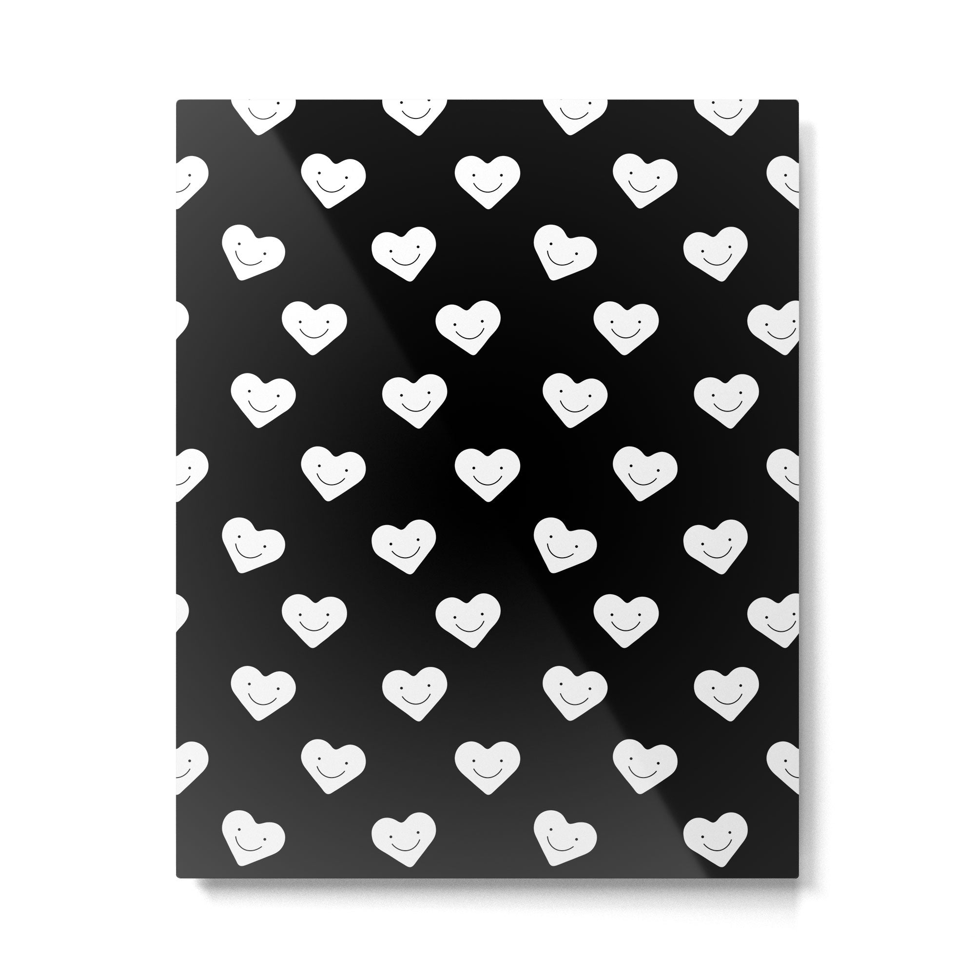 Black and white love heart doodle pattern Metal Print Gallery Image 6