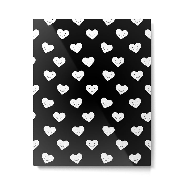 Black and white love heart doodle pattern Metal Print Gallery Image 1
