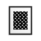 Black and white love heart doodle pattern Framed Art Print Gallery Image 6