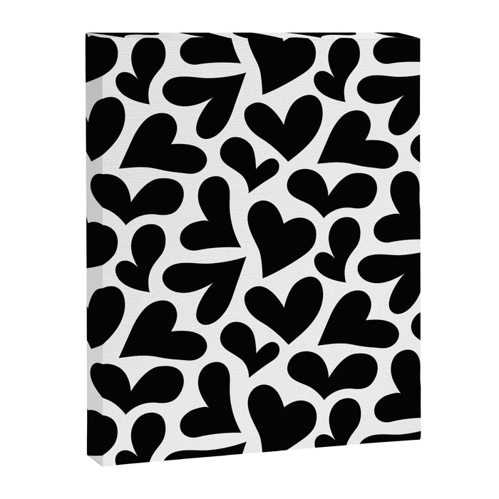 Black and white love heart shape pattern Canvas Print Gallery Image 1