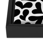 Black and white love heart shape pattern Framed Canvas Print Gallery Image 3