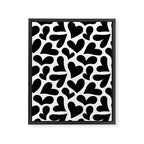 Black and white love heart shape pattern Framed Canvas Print Gallery Image 8